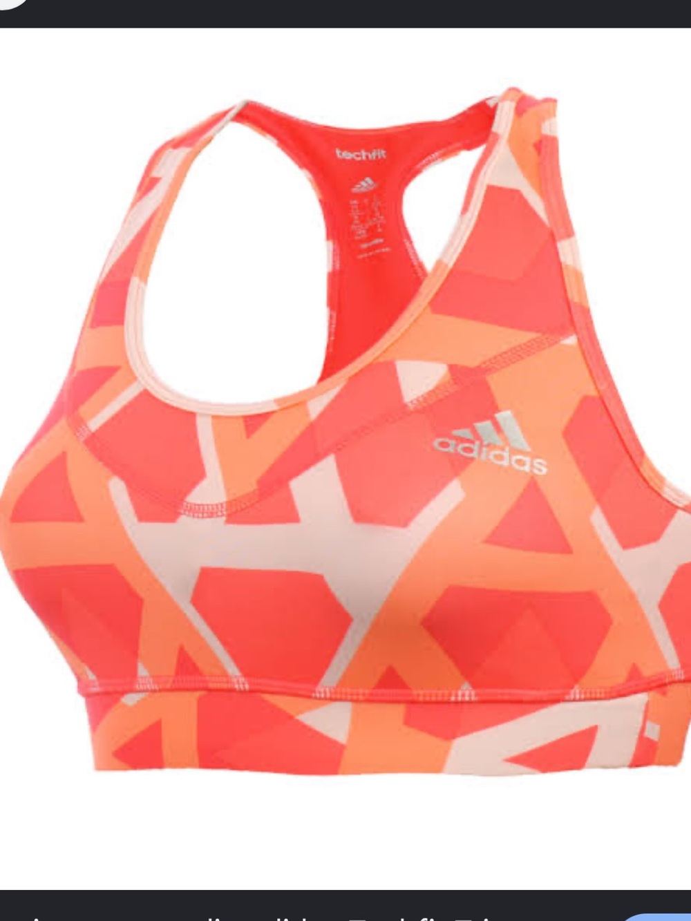 Adidas women’s Coral & Red Geometric Techfit Sports Bra